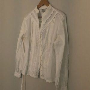 Nygard Collections Victoriana Boho Peasant Blouse, 14, White, Lace